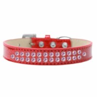 Mirage Pet Products614-06 RD-12 Two Row Light Pink Crystal Dog Collar, Red Ice Cream - Size 1