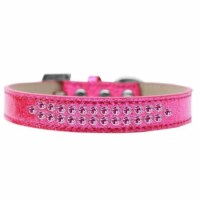 Mirage Pet Products614-07 PK-12 Two Row Bright Pink Crystal Dog Collar, Pink Ice Cream - Size