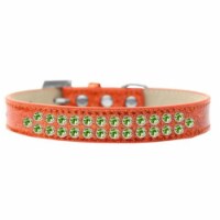 Mirage Pet Products614-08 OR-20 Two Row Lime Green Crystal Dog Collar, Orange Ice Cream - Siz