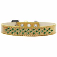 Mirage Pet Products615-18 GD-18 Sprinkles Ice Cream Emerald Green Crystals Dog Collar, Gold -