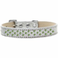 Mirage Pet Products615-19 SV-18 Sprinkles Ice Cream Lime Green Crystals Dog Collar, Silver -