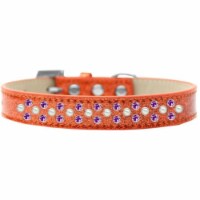 Mirage Pet Products616-20 OR-16 Sprinkles Ice Cream Pearl & Purple Crystals Dog Collar, Orang