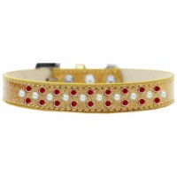 Mirage Pet Products616-21 GD-18 Sprinkles Ice Cream Pearl & Red Crystals Dog Collar, Gold - S