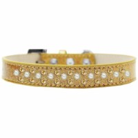 Mirage Pet Products616-22 GD-18 Sprinkles Ice Cream Pearl & Yellow Crystals Dog Collar, Gold