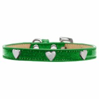 Mirage Pet 633-14 EG20 Silver Heart Widget Dog Collar, Emerald Green Ice Cream - Size 20