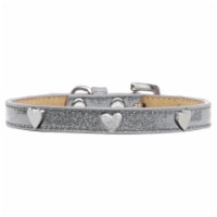 Mirage Pet 633-14 SV16 Silver Heart Widget Dog Collar, Silver Ice Cream - Size 16