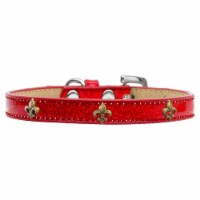 Mirage Pet 633-16 RD10 Bronze Fleur De Lis Widget Dog Collar, Red Ice Cream - Size 10