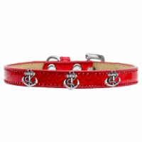 Mirage Pet 633-22 RD18 Silver Anchor Widget Dog Collar, Red Ice Cream - Size 18