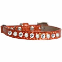 Mirage Pet 625-10 OR12 Pearl & Clear Jewel Ice Cream Cat Safety Collar, Orange - Size 12