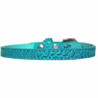 Mirage Pet 720-01 TQC10 Omaha Plain Croc Dog Collar, Turquoise - Size 10