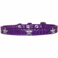 Mirage Pet 720-15 PRC12 Silver Star Widget Croc Dog Collar, Purple - Size 12