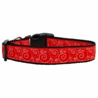 Mirage Pet 125-089 XL Red & White Swirly Nylon Dog Collar, Extra Large