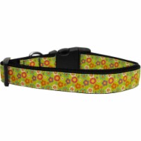 Mirage Pet 125-129 MDN Lime Spring Flowers Nylon Dog Collar, Medium Narrow