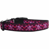 Mirage Pet 125-151 XL Hot Pink Plaid Skulls Nylon Dog Collar, Extra Large