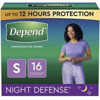 Depend Night Defense Maximum Absorbent Underwear, Small, 16 Count