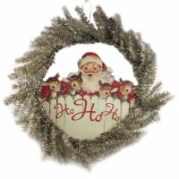 Christmas Ho Ho Ho Wreath Wood Reindeer Santa 105054