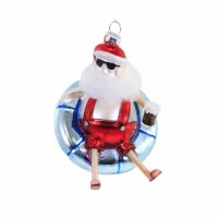Holiday Ornament Santa Floaty Glass Innertube Beach Christmas 107651