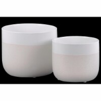 Urban Trends Collection 11441 Ceramic Round Pot with Banded White Rim Top - Stipple Design Bo