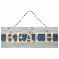 Urban Trends Collection 17414 Wood Rectangle Wall Art with Top Rope Hanger & Engraved Beach W
