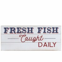 Urban Trends Collection 17504 Wood Rectangle Wall Art with Fresh Fish Caught Daily Printed Di