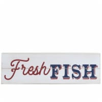 Urban Trends Collection 17506 Wood Rectangle Wall Art with Fresh Fish Printed Distressed, Fin