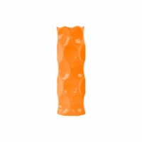 Cylindrical Ceramic Vase With Dimpled Sides, Large, Orange- Saltoro Sherpi