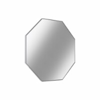 Metal Octagon Wall Mirror with Frame Metallic Finish Silver