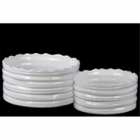 Urban Trends Collection 35411 2 Piece White Coated Ceramic Round Flower Pot with Wave Pattern