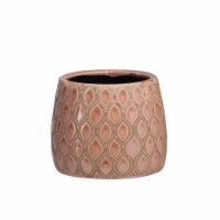 Urban Trends Collection 44007 Terra Cotta Round Bellied Pot with Black Inner Surface & Leaf S