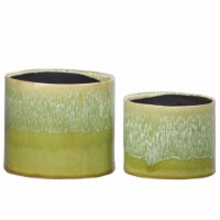 Urban Trends Collection 51625 Ceramic Round Pot with Dye Color Top Crackled Design Body & Bla