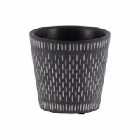 Urban Trends Collection 51910 Cement Round Pot with Oblong Design Body & Tapered Bottom - Bla