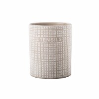 Urban Trends Collection 51941 Ceramic Round Utensil Jar with Embossed Writing & Gingham Patte