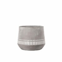 Urban Trends Collection 53616 Cement Round Pot with Debossed Banded Tribal & Tapered Bottom D