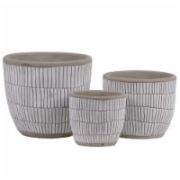 Urban Trends Collection 54902 Stoneware Round Pot with Banded Rim Top & Bottom, Embossed Latt