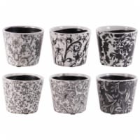 Urban Trends Collection 55701-AST Terracotta Round Pot with Floral Design Body & Tapered Bott