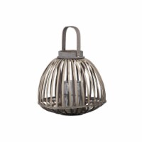 Urban Trends Collection 59501 Bamboo Round Bellied Lantern with Top Handle, Vertical Line Lat
