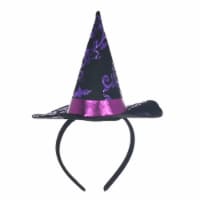 Seasons Adult Fantasy Mini Witch Hat - Black/Purple Perspective: Main