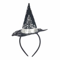 Seasons Adult Fantasy Mini Witch Hat - Black/Silver Perspective: Main