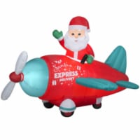 Gemmy 7' Airblown Animated Santa in Plane Scene Christmas Decoration Perspective: Main