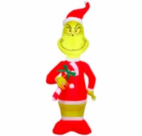 Gemmy Christmas Airblown Lawn Decor - Dr. Seuss The Grinch with Candy Cane  Perspective: Main