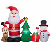 Gemmy 6.5' Airblown Santa Snowman Dog Collection Scene Christmas Decoration