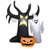 Gemmy 5' Airblown Ghost and Tree with Jack O Lantern Scene Halloween Decoration Perspective: Main