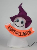 Gemmy Battery Operated 18.9" Airdorable Airblown Ghost with Banner Halloween Decoration Perspective: Main