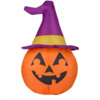 Gemmy Airblown Jack O Lantern with Purple Hat Decoration Halloween Décor Perspective: Main