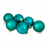 Northlight 6ct Shiny and Matte Turquoise Green Glass Ball Christmas Ornaments 3.25  (80mm)