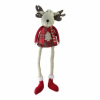 Northlight 19.75  Plaid Elk Sitting with Dangling Legs Tabletop Decoration