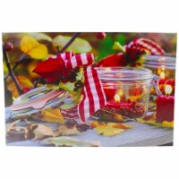 Northlight LED Lighted Fall Candle and Berries Canvas Wall Art 23.5 x 15.75