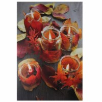 Northlight 32632797 LED Lighted Autumn Leaves & Flickering Candles Canvas Wall Art, 23.5 x 15