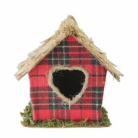 Northlight 5.25 Red Plaid Christmas Birdhouse Ornament with Heart Shaped Door