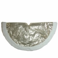 Northlight 47 Gold and White Round High Pile Fleece Border Christmas Tree Skirt